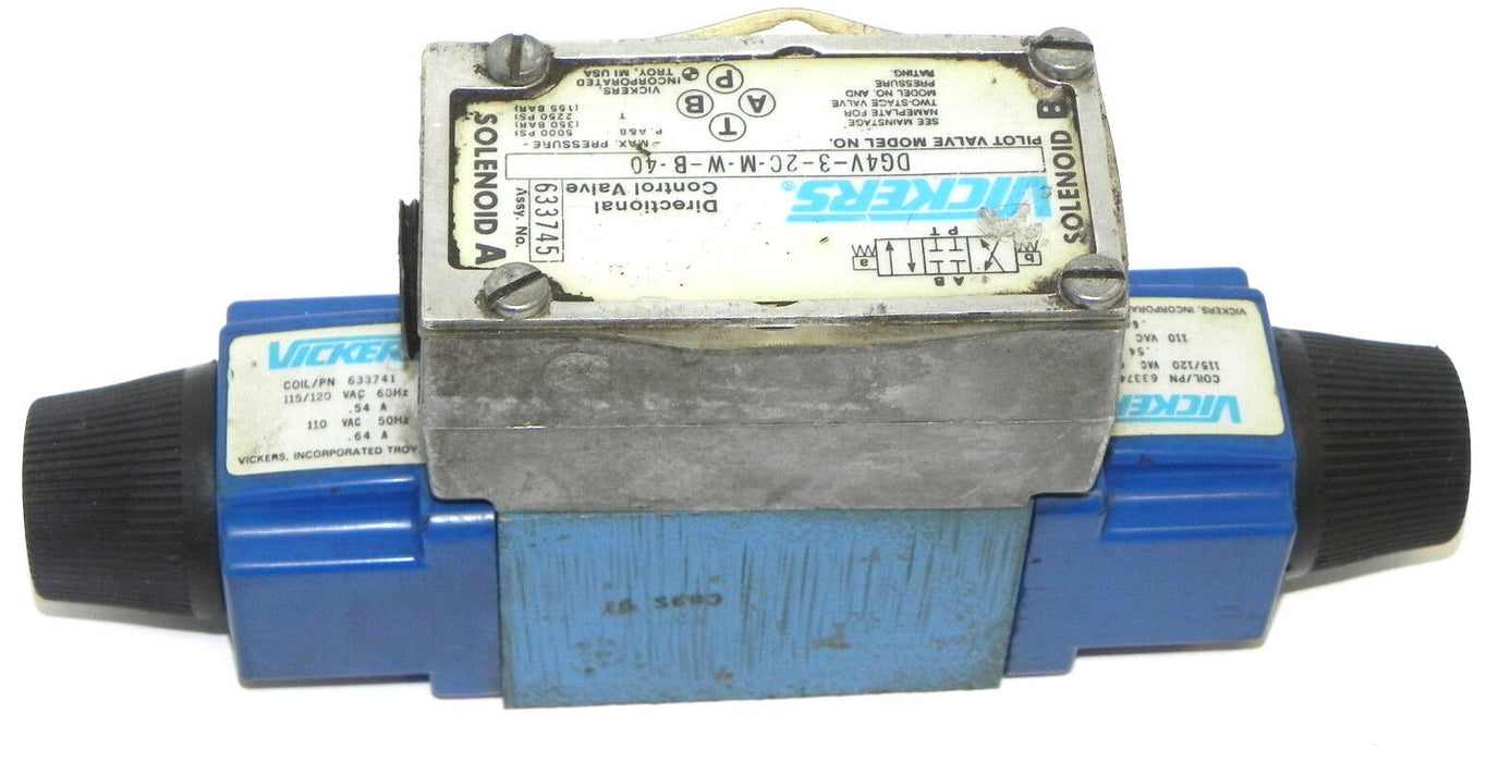 VICKERS DG4V-3-2C-M-W-B-40 DIRECTIONAL CONTROL VALVE DG4V32CMWB40 W/633741 COILS