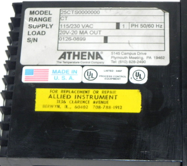 ATHENA CONTROLS 25CTS0000000 TEMPERATURE CONTROL 25CTS0000000