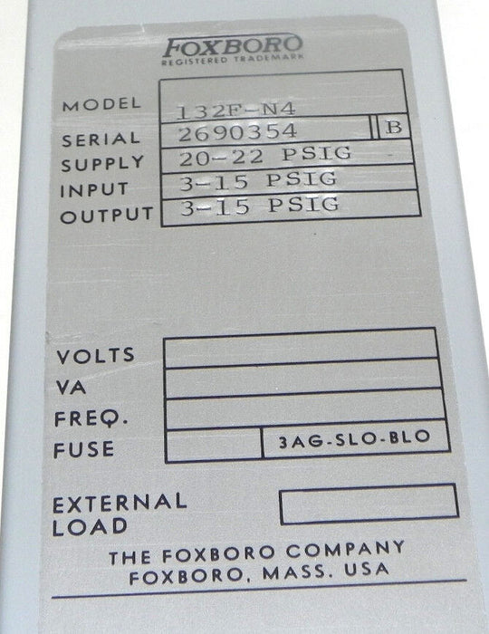 FOXBORO 132F-N4 INDICATING CONTROLLER 132FN4 SUPPLY 20-22 PSIG