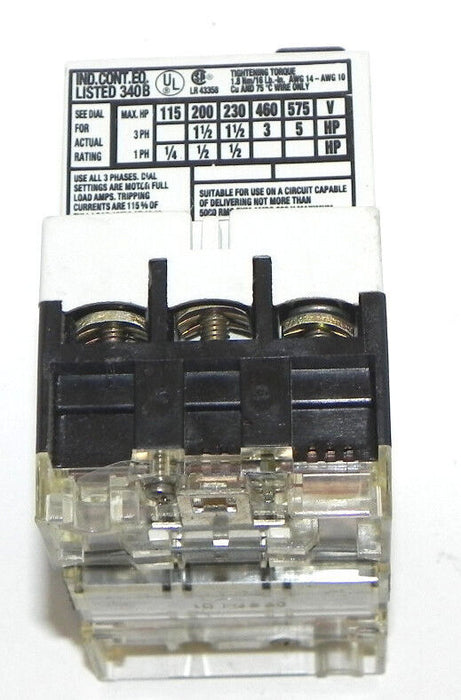 SQUARE D CLASS 2250 TYPE MP 4.0 SERIES B MOTOR PROTECTIVE SWITCH 2520MP4.0
