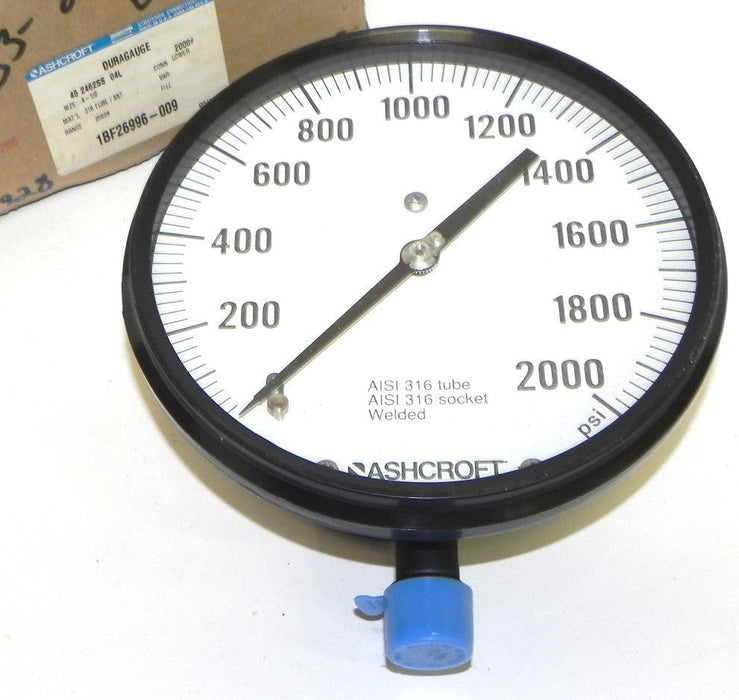 NIB ASHCROFT 45-2462-SS-04L-2000 DURAGAUGE SIZE: 4-1/2'' 45 2462SS 04L
