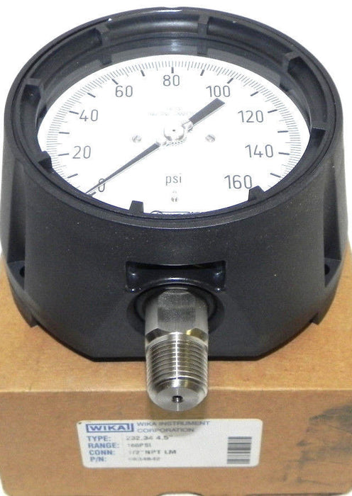 NIB WIKA 9834842 PROCESS GAUGE TYPE: 232.34 4.5'' RANGE: 160PSI, CONN: 1/2'' NPT