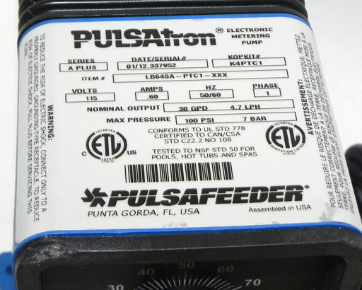 PULSATRON ELECTRONIC METERING PUMP LB64SA-PTC1-XXX PULSAFEEDER LB64SAPTC1XXX