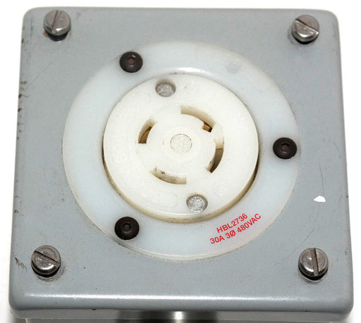 HOFFMAN E-1PBX ENCLOSURE WITH HUBBELL HBL2736 TWISTLOCK RECEPTACLE