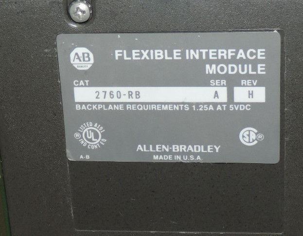 ALLEN BRADLEY 2760-RB FLEXIBLE INTERFACE MODULE SER. A REV. H W/ 2760-SFC1