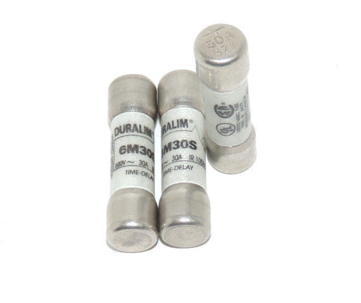 LOT OF 3 NEW DURALIM 6M30S TIME DELAY FUSES 600V, 30A