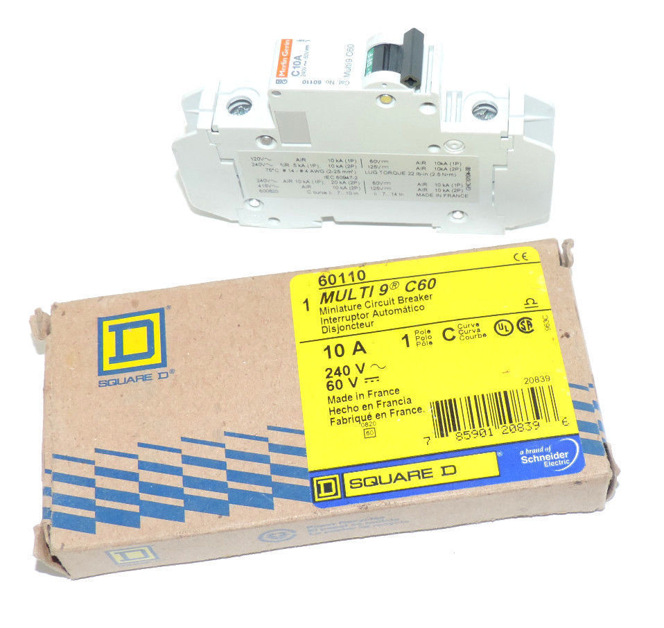 NIB SQUARE D MERLIN GERIN 60110 MULTI 9 C60 CIRCUIT BREAKER