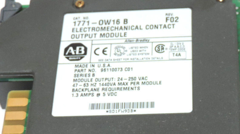 ALLEN BRADLEY 1771-OW16 ELECTROMECHANICAL CONTACT OUTPUT MODULE SER. B, REV. F02