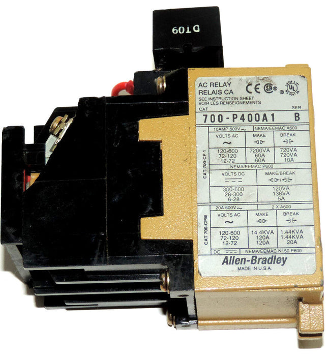 ALLEN BRADLEY 700-P400A1 AC RELAY WITH BUL 700 TYPE P AC RELAY 700P400A1 SER. B