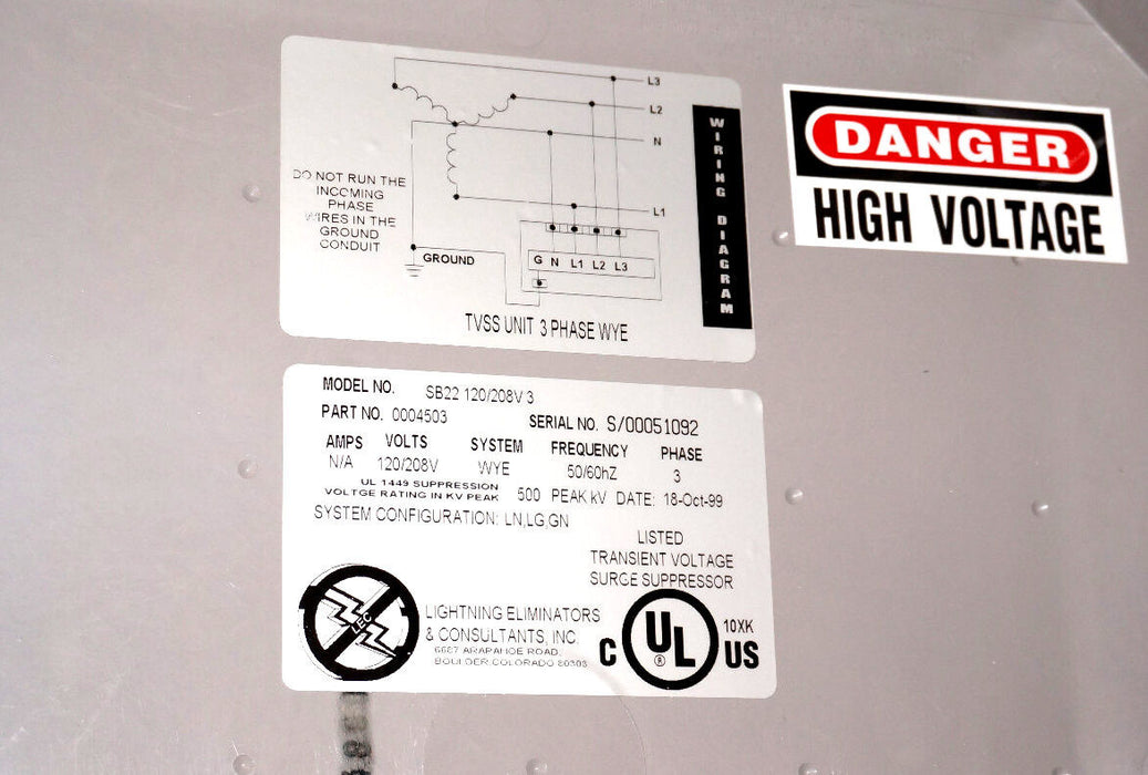 LIGHTING ELIMINATORS SB22 120/208V 3 SANDWICH BLOCK PART NO. 0004503