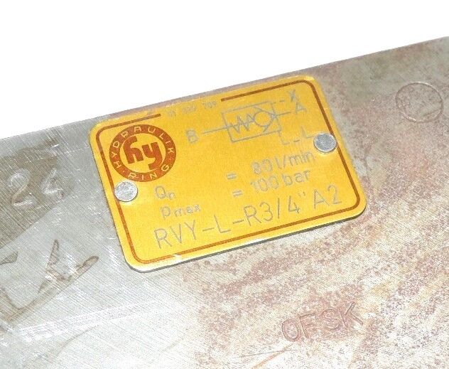 HYDRAULIK RING RVY-L-R 3/4" A2 FLOW CONTROL VALVE RVYLR34A2