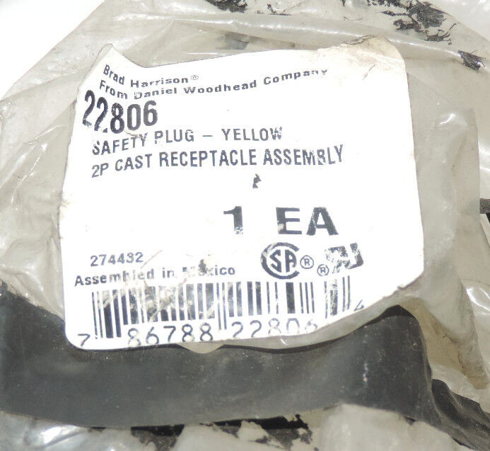 NEW WOODHEAD BRAD HARRISON 22806 2P CAST SAFETY PLUG RECEPTACLE ASSY W/O PLUG