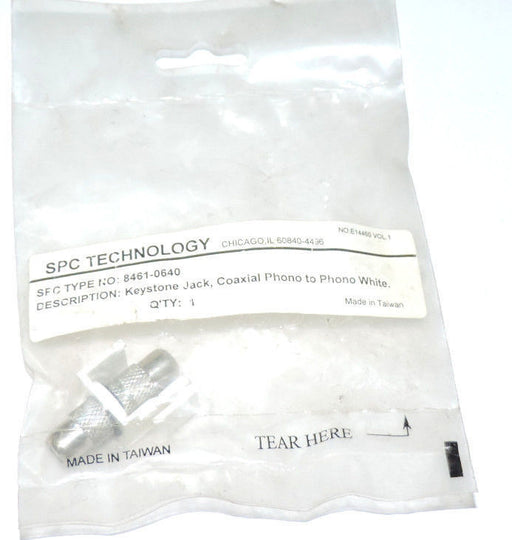 NEW SPC TECHNOLOGY 8461-0640 KEYSTONE JACK, COAXIAL PHONO TO PHONO WHITE