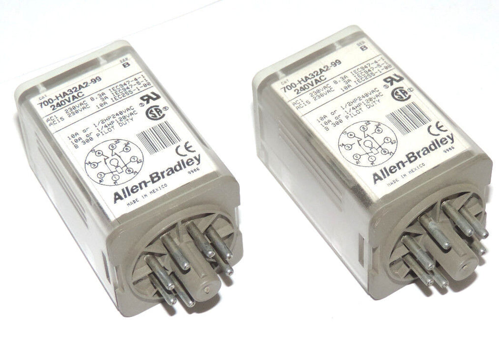 LOT OF 2 ALLEN BRADLEY 700-HA32A2-99 SER. B RELAYS, 10 AMP 240V 50/60HZ