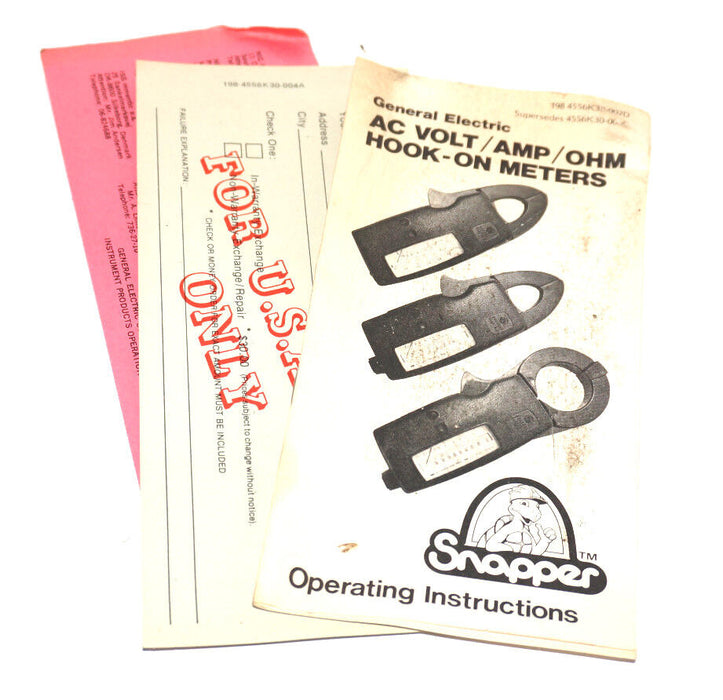 GENERAL ELECTRIC 50-190411AAAA1 CLAMP ON METER W/ PROBES 50190411AAAA1