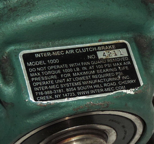 INTER-MEC MODEL 1000 AIR CLUTCH-BRAKE, SERIAL: 4211