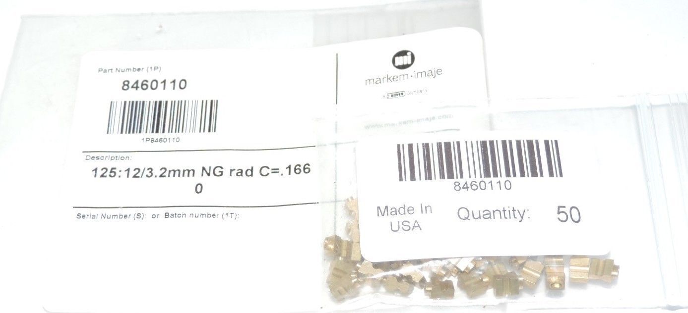 LOT OF 43 NEW MARKEM-IMAJE P/N: 8460110 DESCRIPTION 125:12/3.2MM NG RAD C= .166