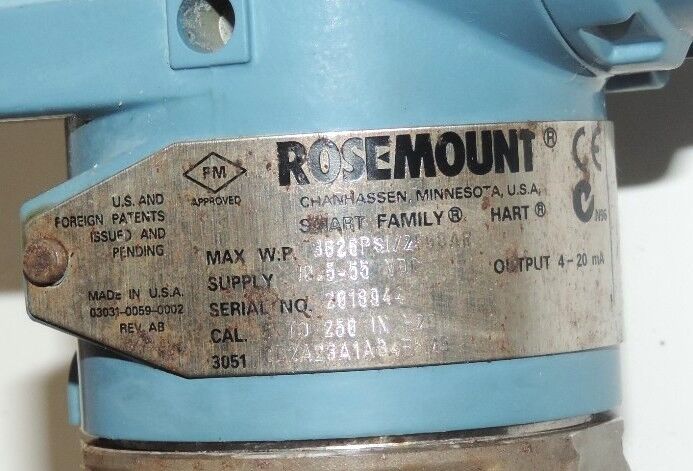 ROSEMOUNT 3051 CD2A23A1AB4E5M5 SMART TRANSMITTER W/ 03031-0193-0103 LCD METER