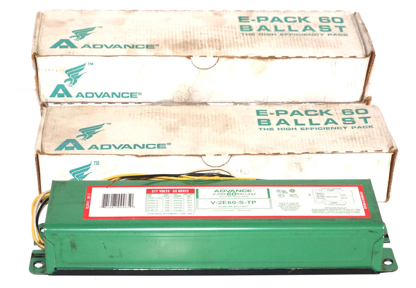 LOT OF 3 ADVANCE V-2E60-S-TP E-PAK 60 BALLAST 277V 60HZ V2E60STP