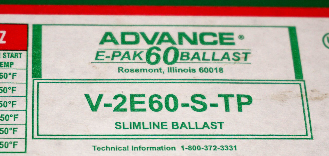 LOT OF 3 ADVANCE V-2E60-S-TP E-PAK 60 BALLAST 277V 60HZ V2E60STP