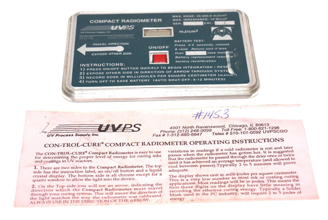UVPS COMPACT RADIOMETER UV PROCESS SUPPLY