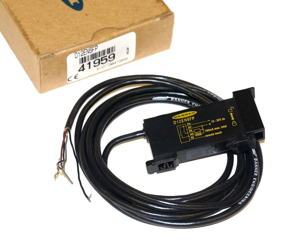 BANNER D12EN6FP FIBER OPTIC SENSOR 41959, 10-30VDC 150MA