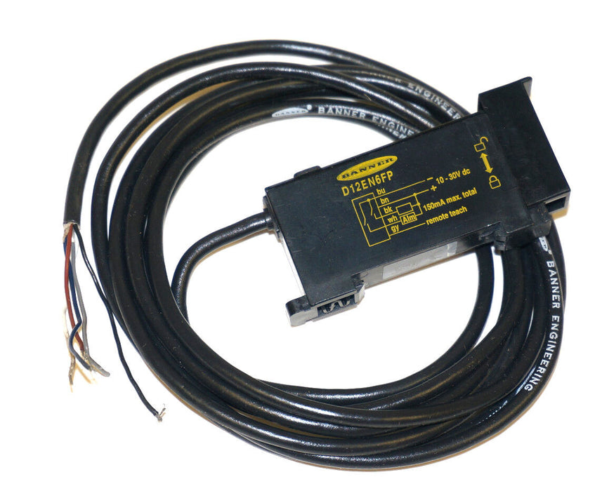 BANNER D12EN6FP FIBER OPTIC SENSOR 41959, 10-30VDC 150MA