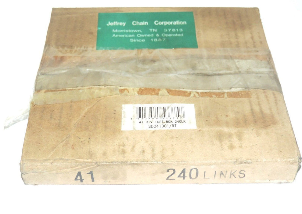 NIB JEFFREY CHAIN CO. 41 RIV. 10FT BOX 240LK ROLLER CHAIN SD041001/RT