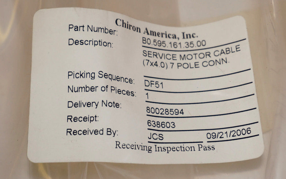 NEW CHIRON B0.595.161.35.00 SERVICE MOTOR CABLE (7X4.0) 7 POLE CONN.