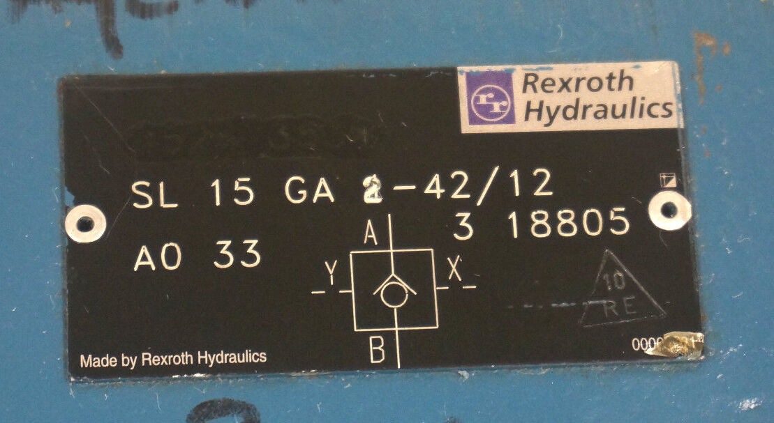 REXROTH SL 15 GA 2-42/12 A0 33, 3 18805 HYDRAULIC CONTROL VALVE 605-371