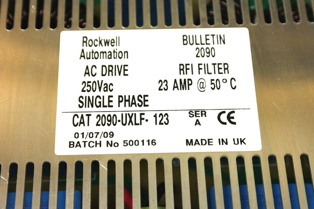 ROCKWELL AUTOMATION 2090-UXLF-123 SER A RFI FILTER 250VAC 23AMP@50°C 2090UXLF123