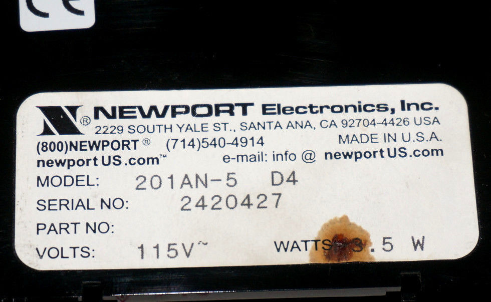 NEWPORT ELECTRONICS 201AN-5 VOLTAGE INDICATOR METER 115V, 3.5W, 201AN5