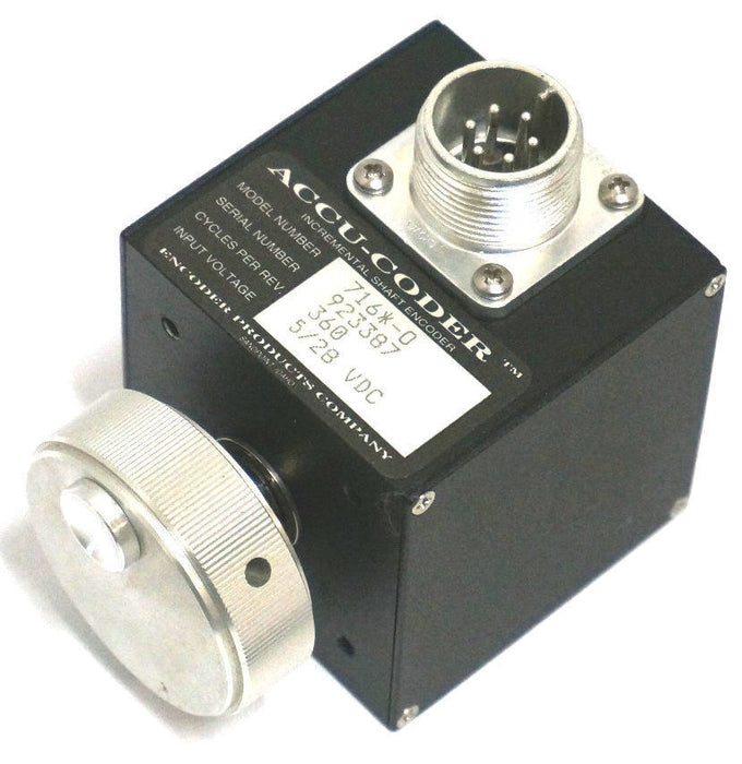 ACCU-CODER 716*-0 INCREMENTAL SHAFT ENCODER 360 CYCLES PER REV, 5/28VDC, 716*0