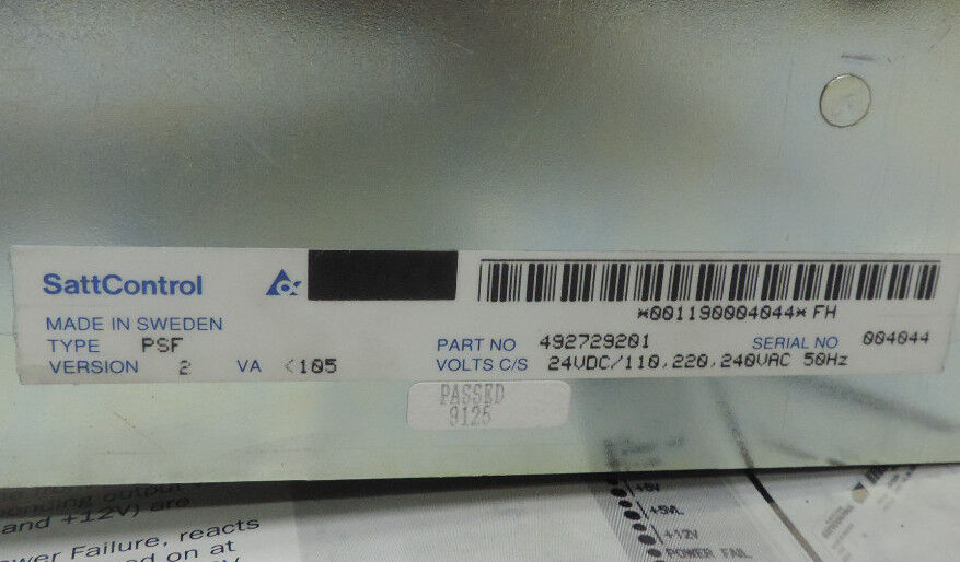 NEW SATT CONTROL 492729201 POWER SUPPLY 24VDC 240VAC TYPE PSF