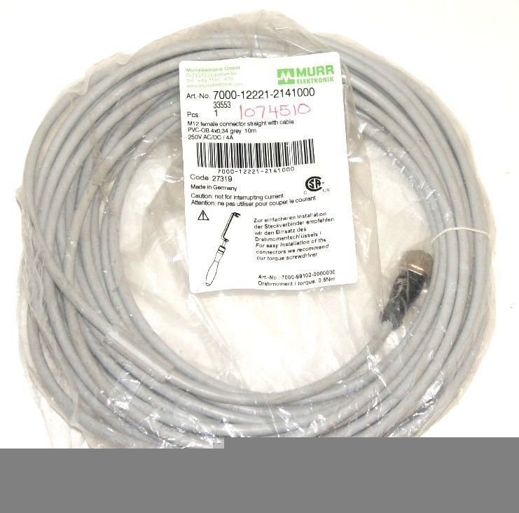 NEW MURR ELEKTRONIK 7000-12221-2141000 M12 FEMALE CONNECTOR 7000122212141000