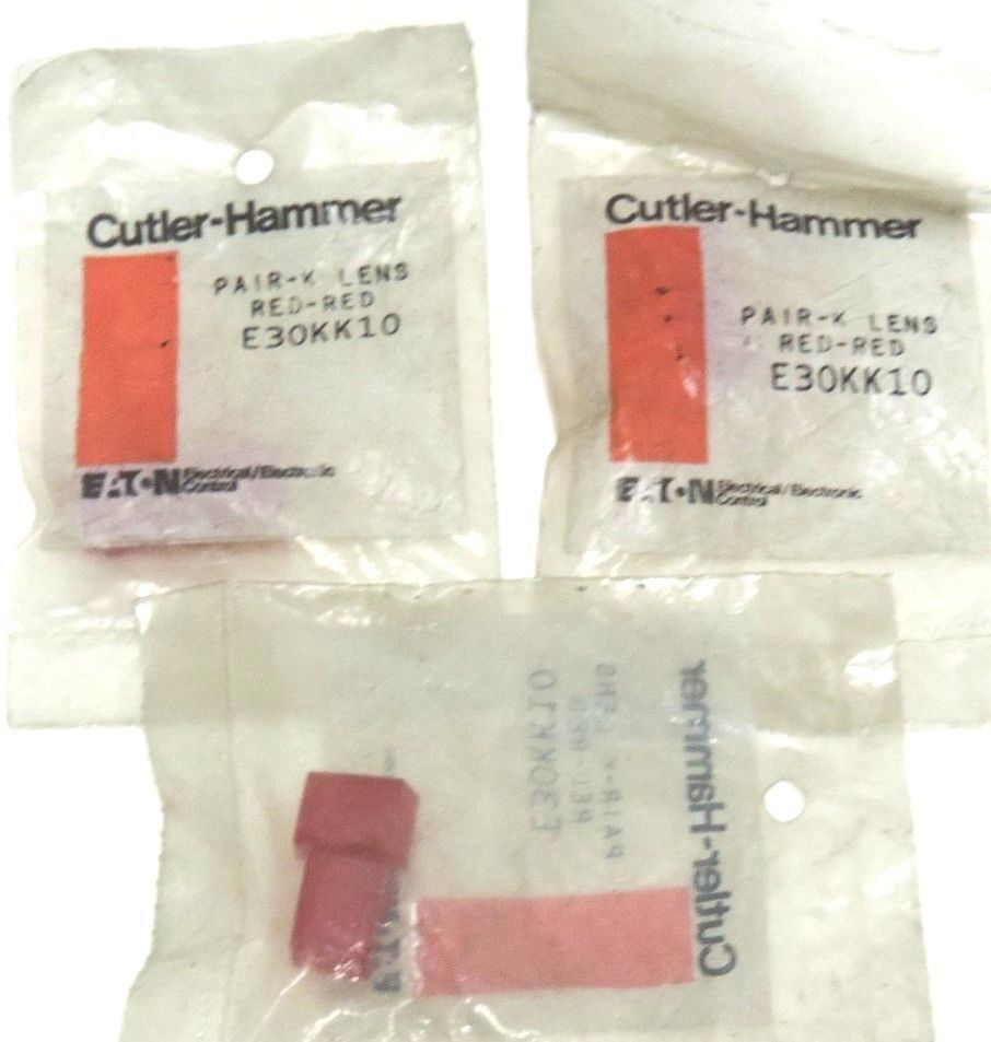 LOT OF 3 NEW CUTLER-HAMMER E30KK10 PAIR-K LENS RED-RED