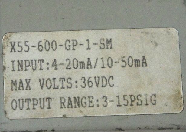 RONAN ENGINEERING X55-600-GP-1-SM TRANSDUCER X55-600-GP, 36VDC, 3-15PSIG