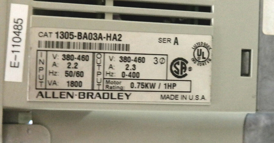 ALLEN-BRADLEY 1305-BA03A-HA2 SER A 1HP MICRO DRIVE,380-460V AC 3 PHASE REPAIRED