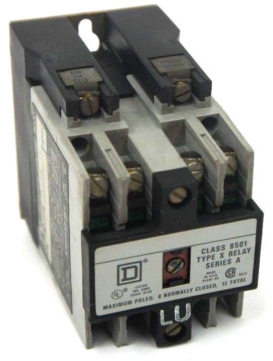 SQUARE D 8501-X0-40 TYPE X CONTROL RELAY SER A FORM KU 8501XO40 8501X040