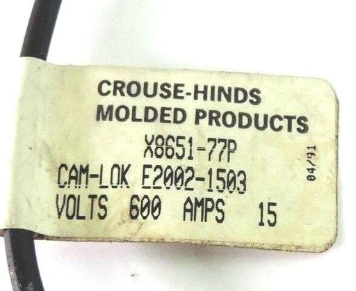 LOT OF 7 CROUSE-HINDS X8651-77P RECEPTACLE JOY MALE 1/2" NPT 600V 15A 2 POLE