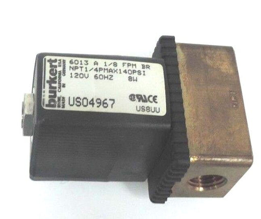 BURKERT 6013-A-1/8-FPM-BR SOLENOID VALVE BRASS 2WAY NC 1/4IN NPT 8W 120VAC