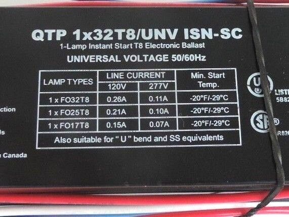 NEW SYLVANIA QTP 1x32T8/UNIV ISN-SC, 1-LAMP INSTANT START ELECTRONIC BALLAST