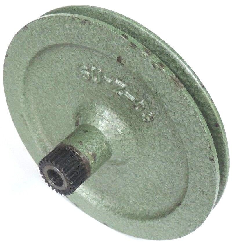 GREEN CAST IRON V-BELT PULLEY P/N: SU-Z-03, 6-1/2" O.D