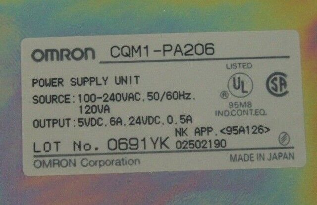 OMRON CQM1-PA206 POWER SUPPLY MODULE 100-240VDC 50/60HZ 120VA CQM1PA206