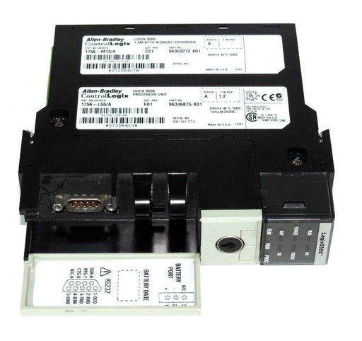 ALLEN BRADLEY 1756-L55/A PROCESSOR UNIT W/ 1756-M13/A 1.5M BYTE MEMORY EXPANSION