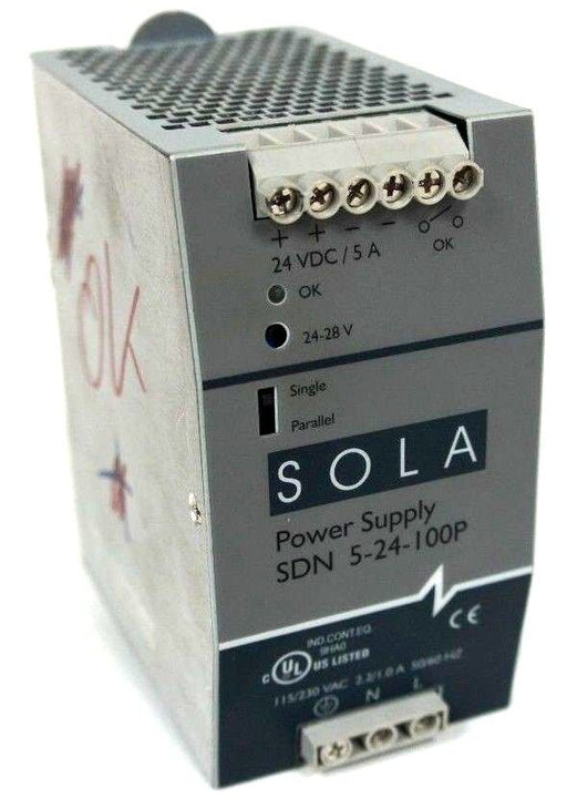 SOLA ELECTRIC SDN 5-24-100P POWER SUPPLY 24VDC/5A 115/230VAC SDN524100P