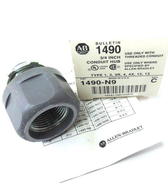 NIB ALLEN BRADLEY 1490-N9 CONDUIT HUB 3/4'' CONDUIT HUB 1490N9 SER. C