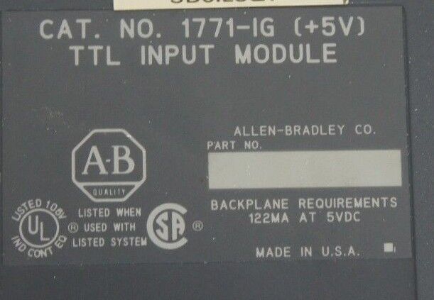 ALLEN BRADLEY 1771-IG (+5V) TTL INPUT MODULE 1771IG