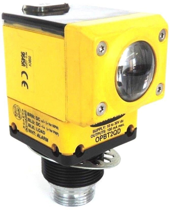 BANNER OSBCV OMNI-BEAM LASER HEAD SENSOR W/ OPBT2QD POWER BLOCK 10-30VDC 100mA