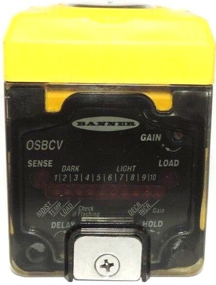 BANNER OSBCV OMNI-BEAM LASER HEAD SENSOR W/ OPBT2QD POWER BLOCK 10-30VDC 100mA